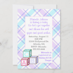 Invitation au Baby shower de plaid