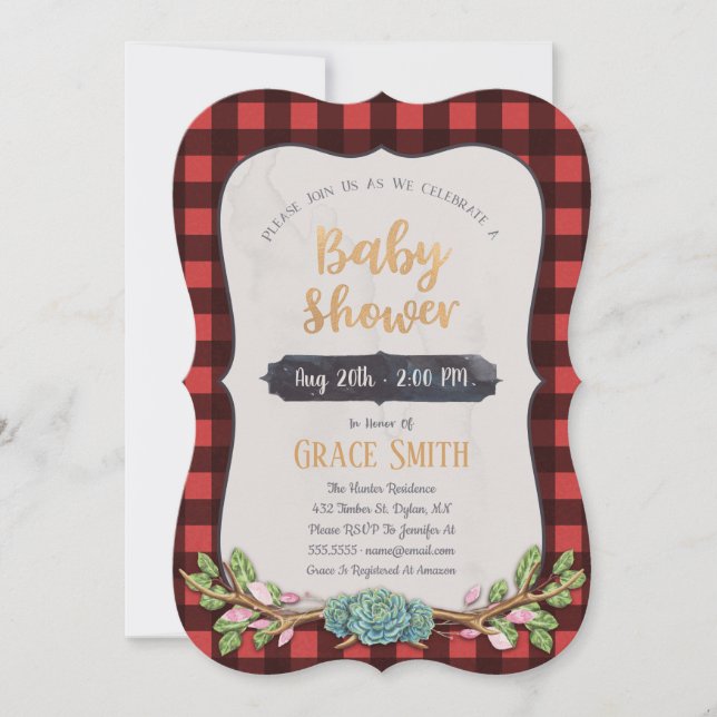Invitation au Baby shower de plaid de Woodland (Devant)