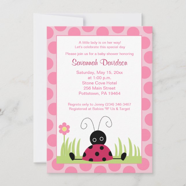 Invitation au Baby shower de point rose Little Lad (Devant)