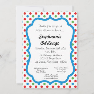 Invitation au Baby shower de points Polka 5x7