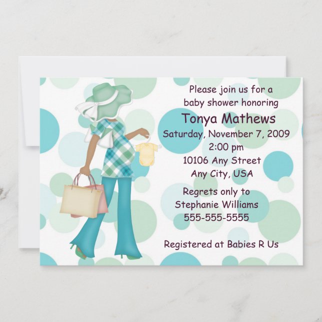 Invitation au Baby shower de points Polka Plaid (A (Devant)