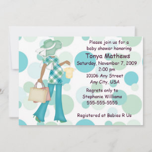 Invitation au Baby shower de points Polka Plaid (A