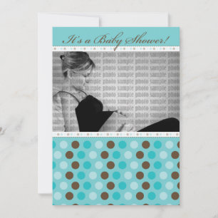 Invitation au Baby shower de points Turquoises au 