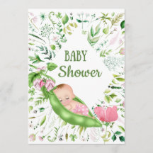 Invitation au Baby shower de pois verts
