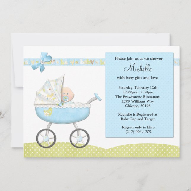 Invitation au Baby shower de poussette (Devant)