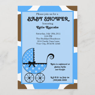 Invitation au Baby shower de poussette Poy Polka