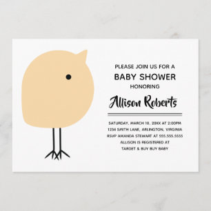 Invitation au Baby shower de poussins moderne du m