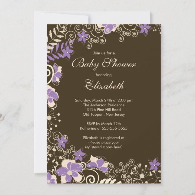Invitation au Baby shower de printemps floral pour (Devant)