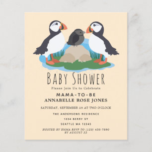 Invitation au Baby shower de Puffin Cute Budget