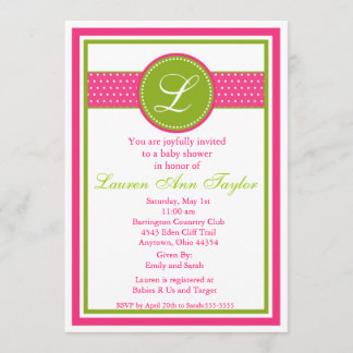 Invitation au Baby shower de ruban Monogramme