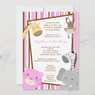 Invitation au Baby shower de singe de la jungle fé