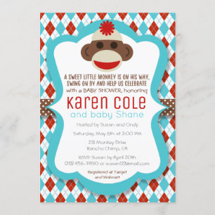 Invitation au Baby shower de singe de soie