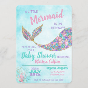 Invitation au Baby shower de sirène, sous la mer