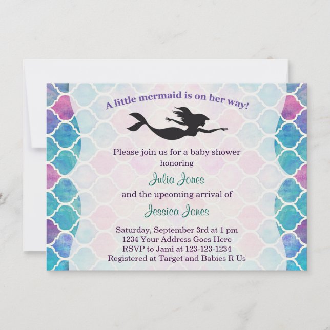 Invitation au Baby shower de sirènes (Devant)