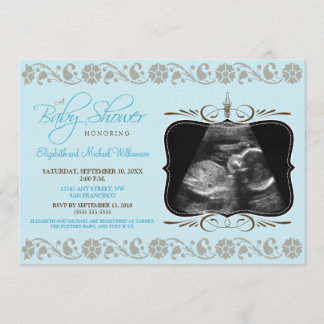 Invitation au Baby shower de Sonogrammes (aqua)