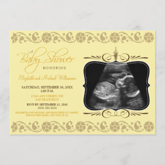 Invitation au Baby shower de sonogrammes (jaune)