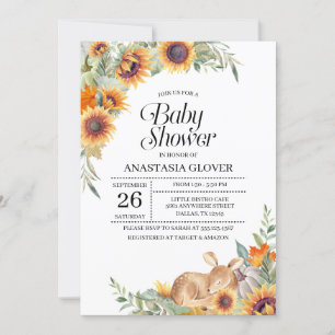 Invitation au Baby shower de Sunflower Woodland d'