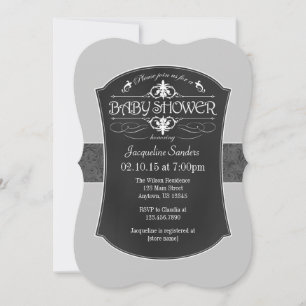 Invitation au Baby shower de tableau noir gris