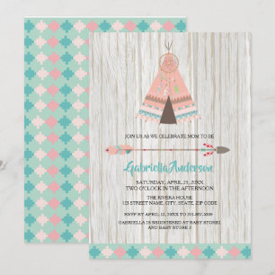 Invitation au Baby shower de Teepee de la tribu Bo