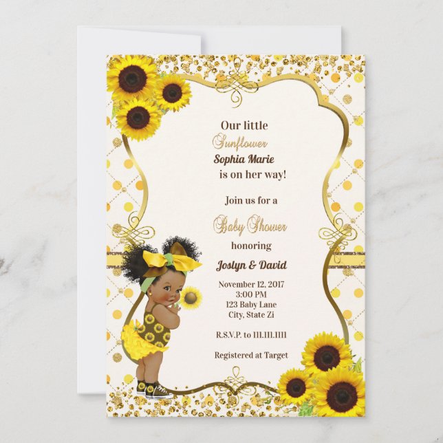 Invitation au baby shower de tournesol (Devant)