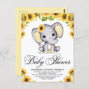 Invitation au Baby shower de tournesol de Girl Ele