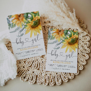 Invitation au Baby shower de tournesol pour une fi