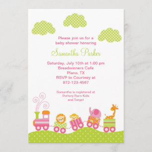 Invitation au Baby shower de train Girl Jungle Saf