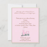 Invitation au Baby shower de train rose de la fron