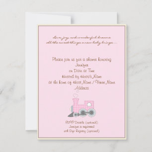 Invitation au Baby shower de train rose de la fron