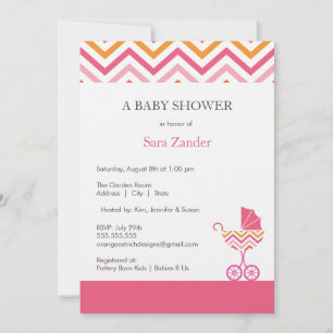 Invitation au Baby shower de transport Chevron Fi