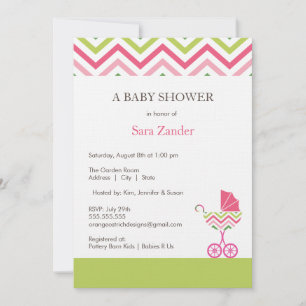 Invitation au Baby shower de transport Chevron  Fi