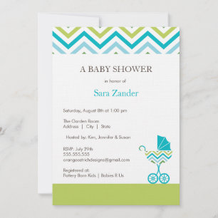 Invitation au Baby shower de transport Chevron  Ga