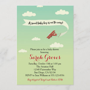 Invitation au Baby shower de transport d'avion