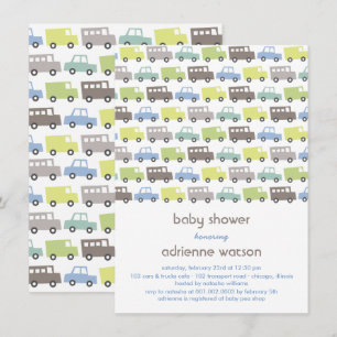 Invitation au Baby shower de transport des jouets