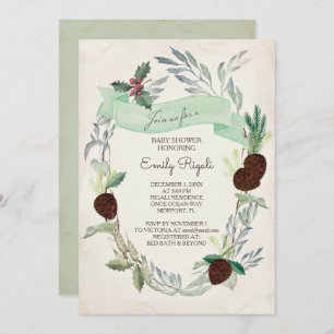 Invitation au Baby shower de verdure d'hiver