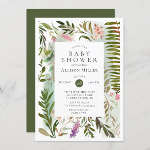 Invitation au Baby shower de verdure moderne