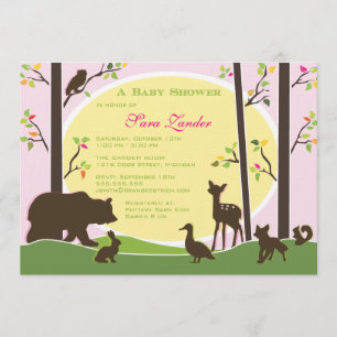 Invitation au Baby shower de Woodland  Fille
