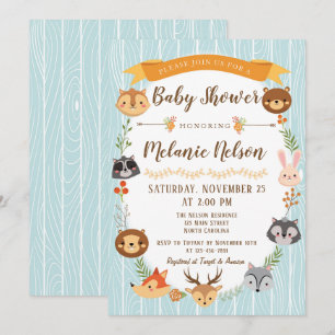 Invitation au Baby shower de Woodland Renard