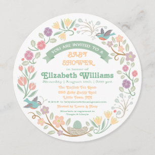 Invitation au Baby shower de Wreath Floral Woodlan