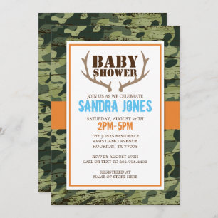 Invitation au Baby shower Deer Antlers