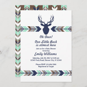 Invitation au Baby shower Deer Woodland