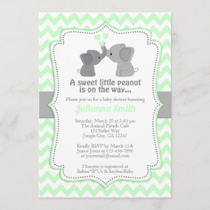 Invitation au Baby shower d'éléphant de Pale Lime