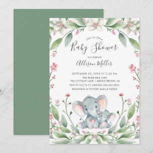 Invitation au Baby shower d'éléphant doux