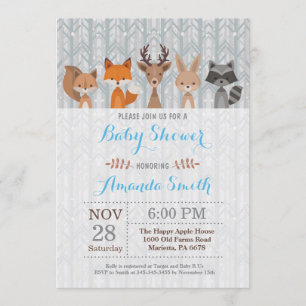 Invitation au Baby shower des animaux de bois d'hi