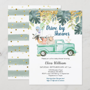 Invitation au baby shower des animaux de ferme ver