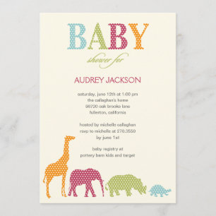 Invitation au Baby shower des animaux de fond - ro