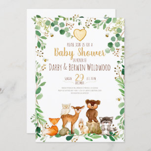 Invitation au Baby shower des animaux des bois
