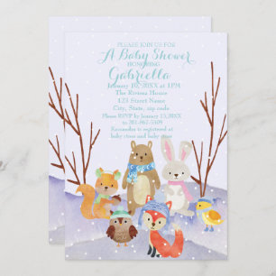 Invitation au Baby shower des animaux des bois d'h