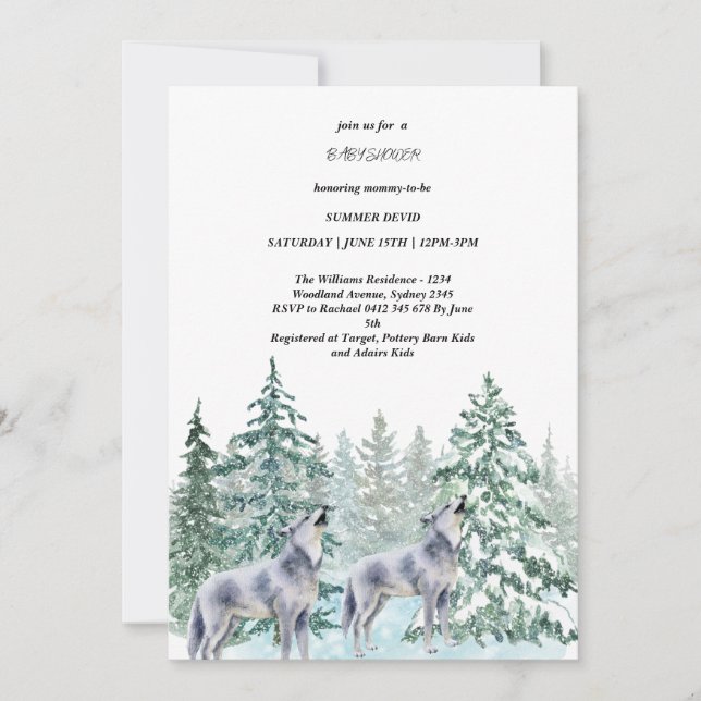 Invitation au Baby shower des animaux forestiers (Devant)