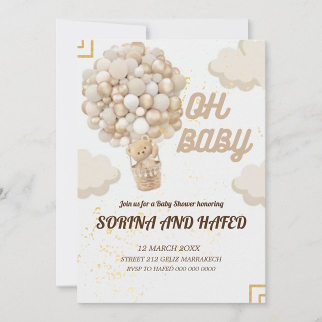 Invitation au Baby shower des ballons à ours modif (Devant)